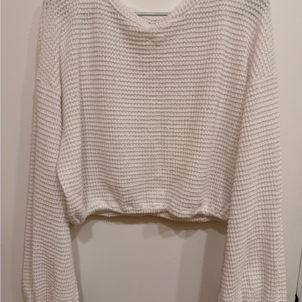 Altar'd State Cream Textured Scoop Neck Sweater